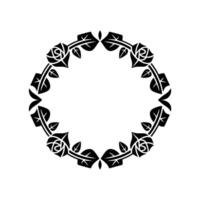 Minimalist Rose Wreath Illustration, Black and White Floral Frame vector