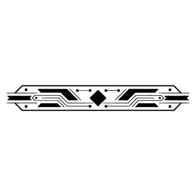 Minimalist Tech Ornament Geometric Circuit Board , Black White