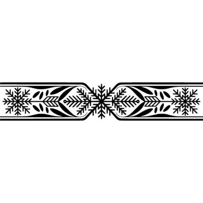Elegant Winter Border with Snowflakes Foliage, Black White