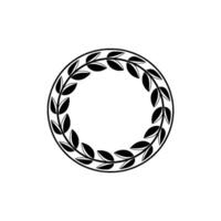 Elegant Black Leaf Wreath on White Background Minimalist vector