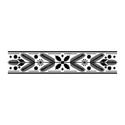 Minimalist Christmas Border Holly, Pine, Snowflake Pattern
