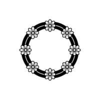 Minimalist Floral Wreath Illustration Black and White Element vector