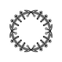 Elegant Black Floral Wreath , Minimalist , Invitation Template vector
