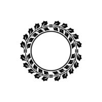 Elegant Black Holly Wreath Frame on White Background vector