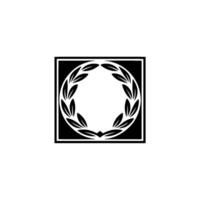 Minimalist Laurel Wreath Emblem Black and White , Abstract Decor vector