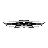 Minimalist Circuit Board Tech Emblem, Black on White vector