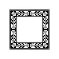 Ornate Black and White Floral Frame, Geometric vector