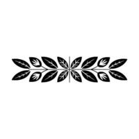 Minimalist Laurel Wreath Divider, Black Leaves on White Background vector