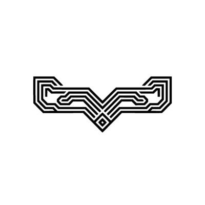 Abstract Geometric WingShaped , Minimalist, Circuit Board , Black and White