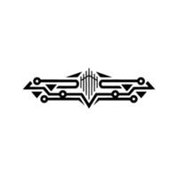 Tech Circuitry , Geometric , Minimalist Black White Concept vector