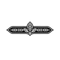 Minimalist Foliage Ornament in Black and White Element vector