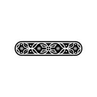 Ornate Decorative Border Element, Geometric Floral Pattern in Black White, Minimalist vector