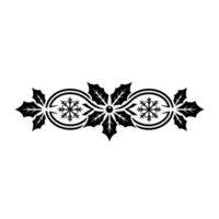 Black White Christmas Border with Holly, Snowflakes, and Red Berry vector