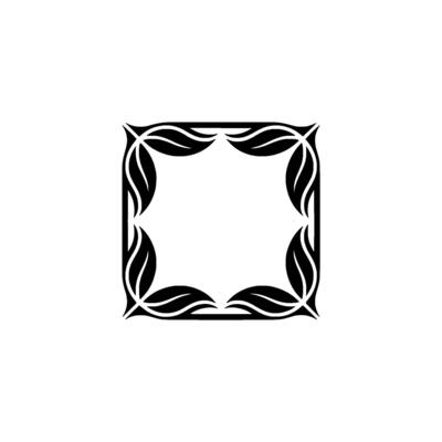Black and White Art Deco Leaf Frame, Square , Minimalist Style