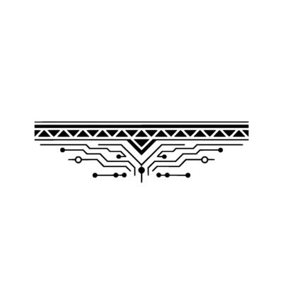 Tribal Tech Minimalist Circuitry Geometric Tattoo
