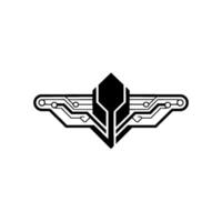 Modern Tech Emblem Circuit Board Geometric on White vector