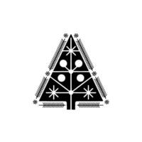 Minimalist Christmas Tree in Black and White vector