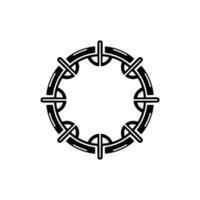 Abstract Circular Black Celtic Knot on White Background vector