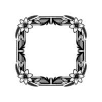 Elegant Floral Frame with Black and White Botanical Elements vector