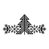 Minimalist Christmas Illustration Tree, Snowflakes, Berries, Flat vector