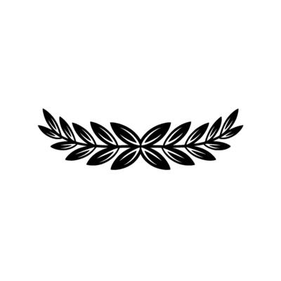 Black Leaf Wreath on White Minimalist Illustration, Emblem , Nature