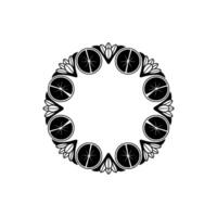Elegant Black and White Citrus Circle Ornament on White vector
