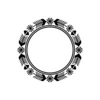 Minimalist Black and White Floral Wreath Frame, Geometric vector