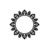 Elegant Black and White Floral Frame Circular, Minimalist Style vector