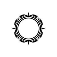 Elegant Black White Circle Frame Decorative Border with Botanical Accents vector
