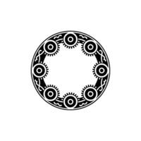 Elegant Black White Circular Ornamental on OffWhite Background vector