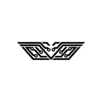 Abstract Circuit Board Emblem Tech , Minimalist on White vector