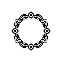 Geometric Tribal Frame on White, Elegant Circle vector