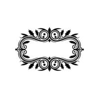 Elegant Black Ornate Frame, Blank Oval Center, Decorative vector
