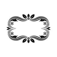 Elegant Christmas Frame with Holly and Snowflakes on White vector