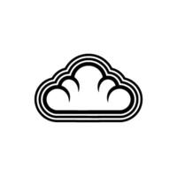 Minimalist Cloud , Black Lines on White, Technology Concept vector
