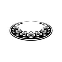 Floral Crest , Black and White Minimalist , Decorative Element vector