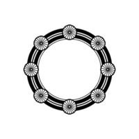Abstract Circular with Floral-like Elements in Black White vector