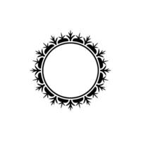 Elegant Black Circle Frame with Ornate Floral Border, Minimalist vector