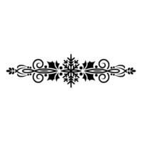 Elegant Black Snowflake Ornament on- White Background vector