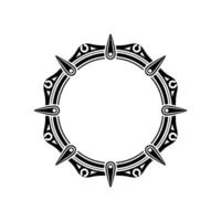 Circular Tribal Ornament in Black and White on Light Background vector