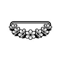 Floral Frame Black White Botanical Border, Elegant vector