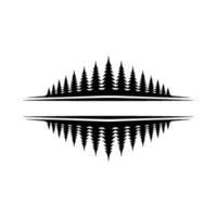Forest Reflection Crest Minimalist Pine Tree Template vector