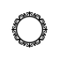 Elegant Circular Decorative Frame, Black Silhouette on White Background vector