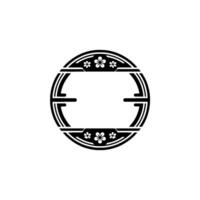 Floral Circle Frame, Minimalist Black and White for Branding, Illustration vector