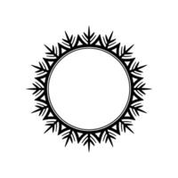 Ornamental Black Circular Frame with Leaf Motif on White Background vector