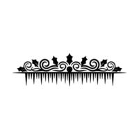 Festive Black White Scrollwork Border with Holly Icicles vector