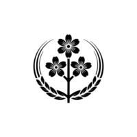 Minimalist Japanese Cherry Blossom Crest Mon, Emblem, Symbolic vector
