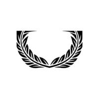 Black and White Laurel Wreath on Gray Background vector