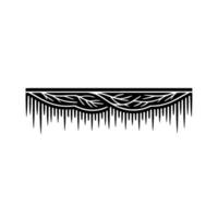 Abstract Black Decorative Border with Leaves and Icicles vector