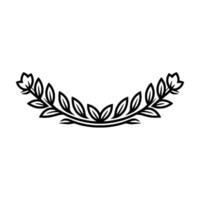 Elegant Laurel Wreath Minimalist Black White Floral vector